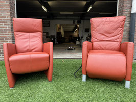 2 rode leren relax fauteuils van top merk Montel +Grats bezorging!