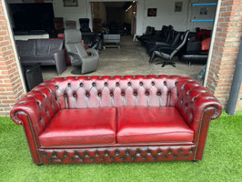 Bankstel CHESTERFIELD 2,5 zit bank bordeaux rood leer+ Gratis bezorging!(VERKOCHT)