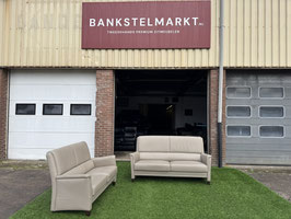 Bankstel senioren grijs leer 3+2 zits banken +Gratis bezorging!(VERKOCHT)