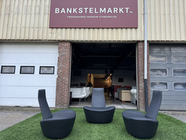 Bankstel Montis Baku design bank zwart/grijs leer+ fauteuils + Gratis bezorging!