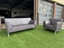 JORI JR-9700 Pacific Pure paars leren bank met fauteuil +Gratis Bezorging!