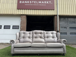 Bankstel Springvale Chesterfield Suzanne  bank grijs leer + GRATIS BEZORGING!