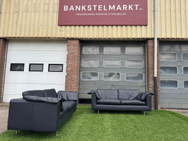 Touché bankstel zwart leren design 2x2,5 zits banken + Gratis bezorging!