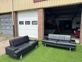 Bankstel ROLF BENZ AK 644 2,5+2zit bank zwart leer design + Gratis bezorging!