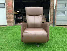 Relax stoel PROMINENT Toscana fauteuil bruin leer draaibaar + GRATIS BEZORGING!