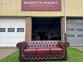 Bankstel CHESTERFIELD 3 zit bank oxblood rood leer + Gratis bezorging!(VERKOCHT)