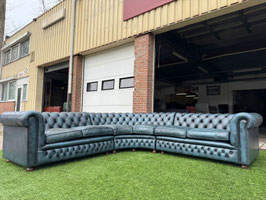 Chesterfield Springvale Rossendale hoekbank blauwe leer bank + Gratis bezorging!