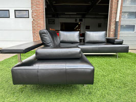 Hoekbank Rolf Benz zwart leer design bankstel modern sofa + GRATIS BEZORGING!