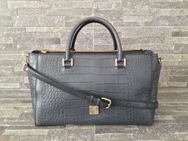 MCM Croco Nuovo L in Charcoal Grey