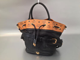 MCM Leder & Visetos Tasche / Beutel in Schwarz & Cognac