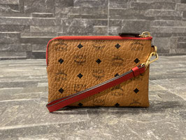 MCM Visetos Ottomar Travel Pouch Mini in Cognac/Rot