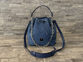 MCM Denim Kordelzugtasche in Blau