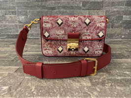 MCM Vintage-Jacquard Crossbody Tasche Small in Rot