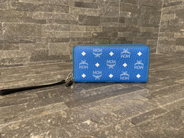 MCM Visetos Zip Around Geldbörse in Blau/Weiß