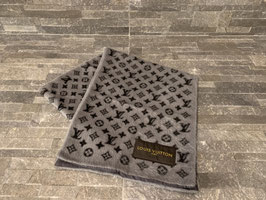 Louis Vuitton Monogram Schal aus Alpaka, Wolle & Seide in Grau/Schwarz
