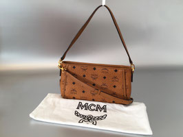 MCM Visetos Convertible Crossbody Bag Small in Cognac