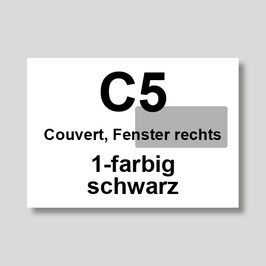Couvert C5 weiss / Druck 1-farbig schwarz Fenster rechts