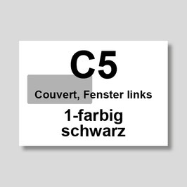 Couvert C5 weiss / Druck 1-farbig schwarz Fenster links