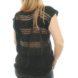 Tee-shirt crocheté 'noir' RECYCLE pour femmes