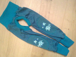 Abhaltehose Leggins, Wolle, 80-92, "Blätter"