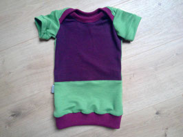 windelfreies T-Shirt extra lang, Wolle Seide Bio, 74/80, "Grün/Beere"