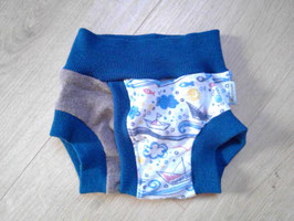 Split-Unterhose Wolle, Größe 74/80, "Meer"