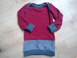 Pullover, Merinowolle, extra lang, 92/98, "rot/grau"