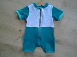 Sommeroverall mit quer Reißverschluss, Baumwolle, 68/74, Türkis
