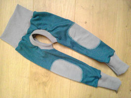 Abhaltehose Leggins, Wolle, 80-92, "Petrol mit grau"