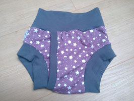 Split-Unterhose, Baumwolljersey, Größe 80/86 "Sterne lila"