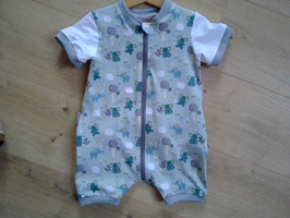 Sommeroverall mit quer Reißverschluss, Baumwolle, 86/92, Elefanten