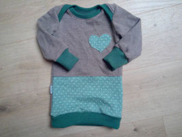 Pullover extra lang, Merinowolle, Größe 80/86, "Salbei/beige"