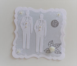 Hochzeitskarte für Männer (2) weiß-graublau-silber "Love"