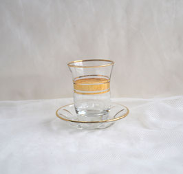 Türkisches Teeglas mit Teller 12-teilig, 6 Tassen, 6 Teller