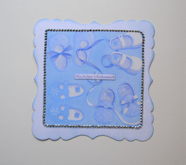 Babykarte blau "Herzlichen Glückwunsch"