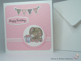Carte de voeux anniversaire rose - Séraphine