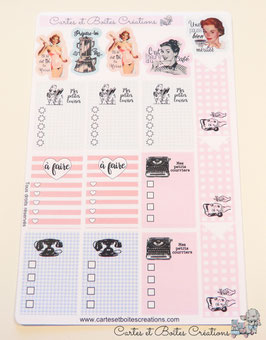 Planche d'autocollants pour Planner A5 -  Happy 50's Coffee Time