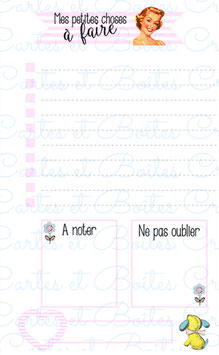 Inserts "To Do List" pour planner A5 - Vintage et Rayures Roses