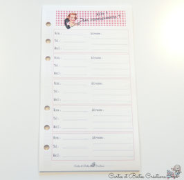 Inserts Répertoire Adresses Style Vintage - Planner A5 ou Personal A6