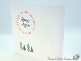 Lot de 4 cartes de Voeux Bonne Année - Hiver Blanc