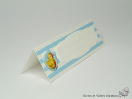 6 marque-places naissance - Collection Canards Rayures Bleues