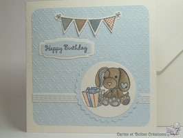 Carte de voeux anniversaire bleue - Séraphin