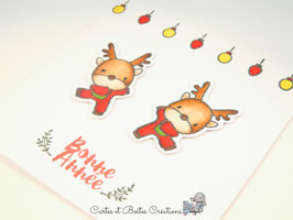 Lot de 3 Cartes de Voeux Bonne Année - Dancing Reindeers