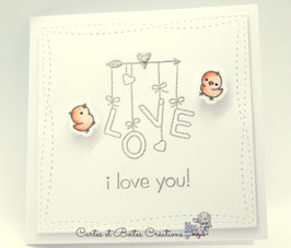 Carte de Voeux - Mobile Love - Saint-Valentin (Blanc)
