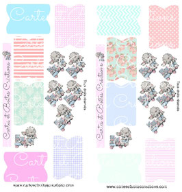 Planches d'autocollants pour planners Personal / A6 - Etiquettes et Chien Vintage  (lot de 2)
