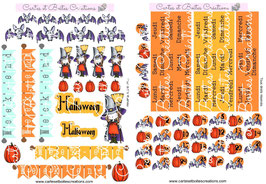 Kit mensuel autocollants pour Planner A5 -  Halloween et Bannières Weekend Automne