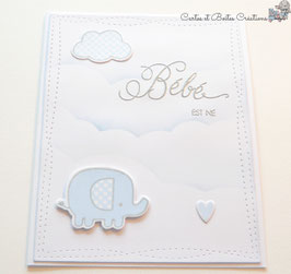 Faire-part naissance -Petit éléphant Bleu