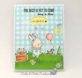 Carte Félicitations/Encouragements - Bunny - Interactive : roue à tourner