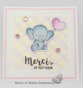 Carte Remerciements - éléphant