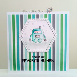 Carte de Voeux motif aquarellé - Love Robot